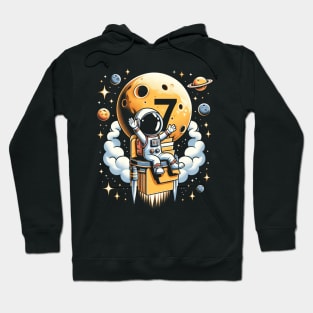 Kids 7 Years Old Birthday Boy Astronaut Gifts Space 7th B-Day Hoodie